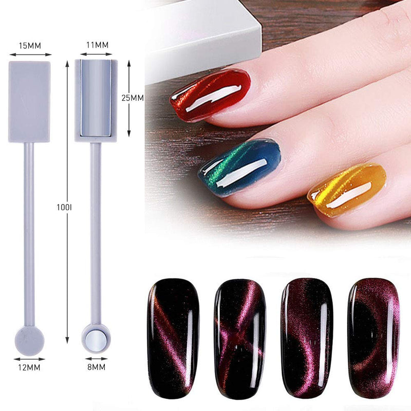 SILPECWEE 5Pcs 3D Cat Eyes Nail Art Magnetic Pen Set UV Gel Double Head Magnet Stick Manicure Tools For DIY&Salon NO1 - BeesActive Australia