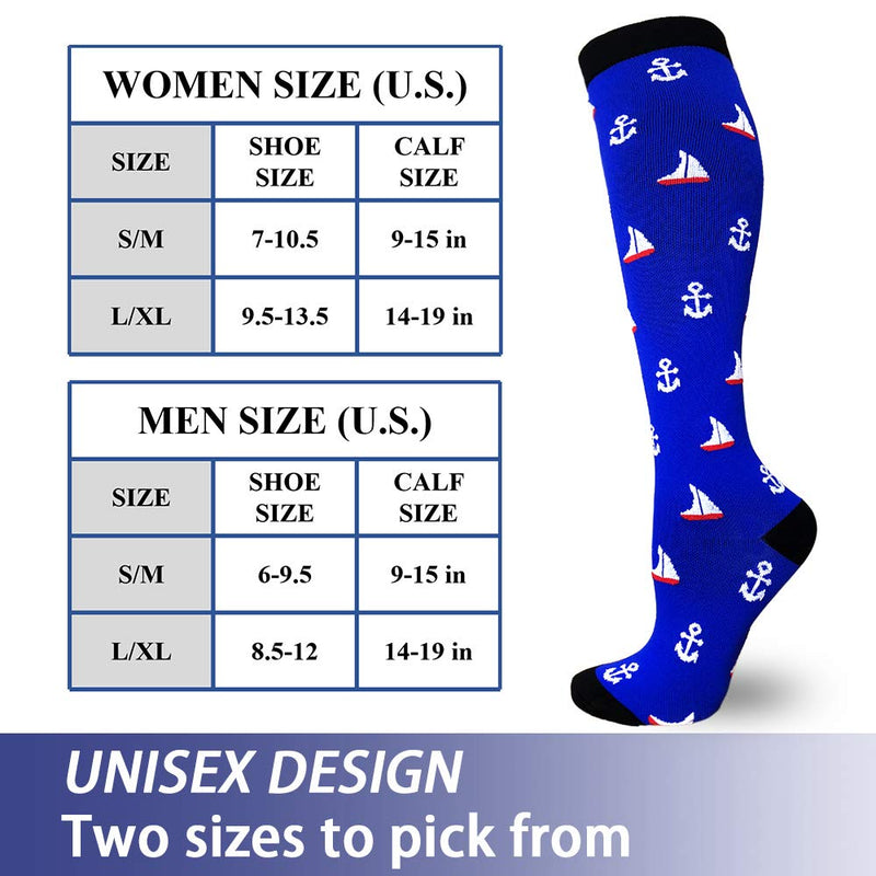 Compression Socks For Women&Men 1/3/6 Pairs - Best Medical for Running Athletic Flight Travel Circulation Recovery, 20-30mmHg A2-assorted 8- 6 Pairs Small / Medium - BeesActive Australia