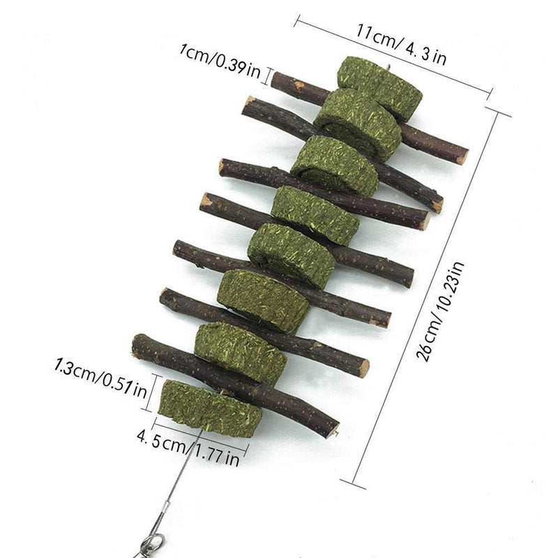 PeSandy Bunny Chew Toys for Teeth, Organic Apple Wood Molar Sticks with Timothy Hay Circles for Bunny Chinchilla Guinea Pig Hamsters Holland Lop Prairie Dogs Squirrels, Improves Dental Health 2 PCS Apple Stick String - BeesActive Australia