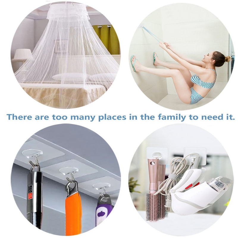 JINSHUNFA Wall Hooks 13lb(Max) Transparent Reusable Seamless Hooks,Waterproof and Oilproof,Bathroom Kitchen Heavy Duty Self Adhesive Hooks,8 Pack 8 Hooks - BeesActive Australia
