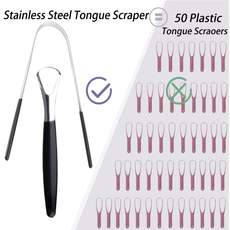 Tongue Scraper Stainless Steel, Tongue Cleaner Set, Fresh Breath Care Scraper, Great for Oral Care - BeesActive Australia