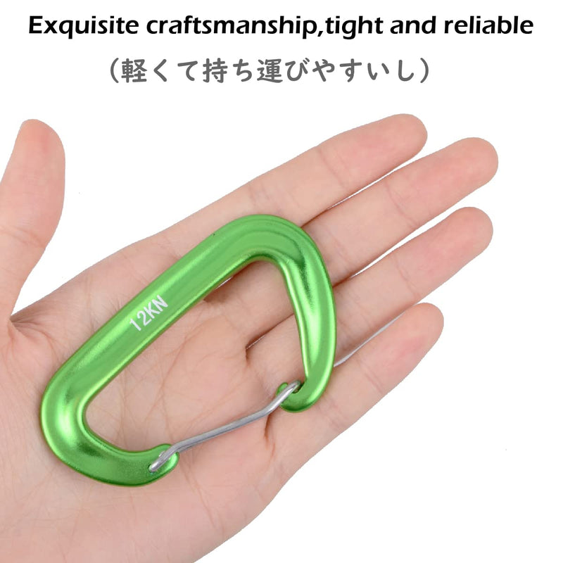 TRIWONDER 12KN 25KN Aluminium Wire Gate Carabiners for Hammock - Heavy Duty D Shape Carabiners Lightweight Carabiner Clips for Camping Hiking 12KN Wire Gate - 4 Green - BeesActive Australia