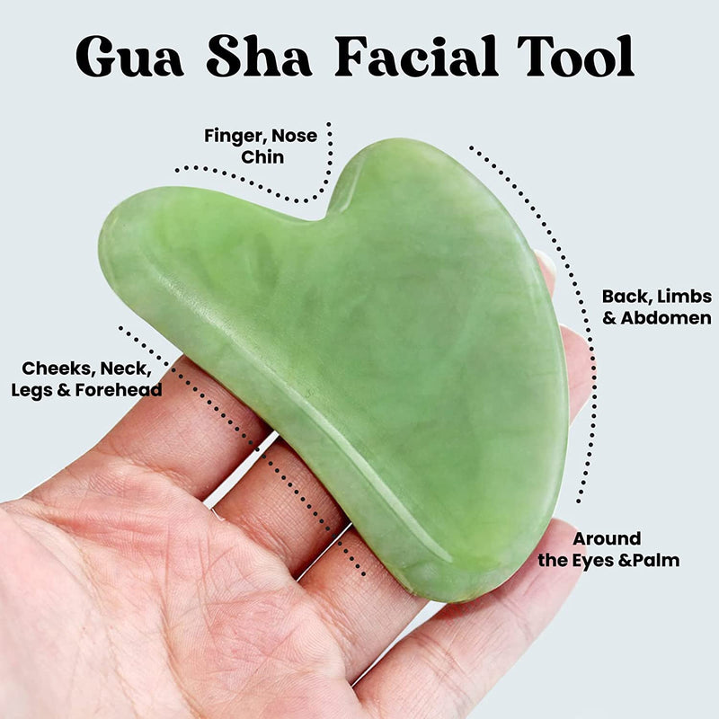 roselynboutique Gua Sha & Jade Roller for Face Set Self Care Gifts for Women - Facial Skin Care Tools Muscle Roller Massager Relaxing Relieve Wrinkles - Natural Healing Crystal Stone Green - BeesActive Australia