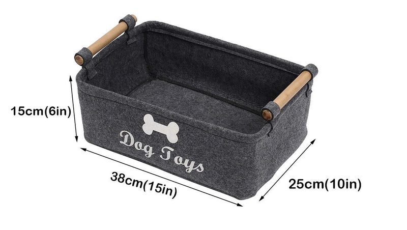 Geyecete Dog Toys Storage Bins - with Wooden Handle, Collapsible Pet Supplies Storage Basket Pet Supplies Storage Basket/Bin Kids Toy Chest Storage Trunk Gray - BeesActive Australia