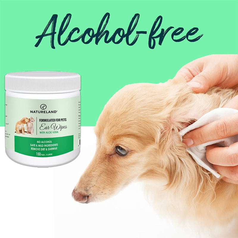 Natureland [150 pcs] Dog Ear Wipes - Otic Cleaning Wipes for Infections and Controlling Ear Infections and Ear Odor in Pets Unscented - BeesActive Australia