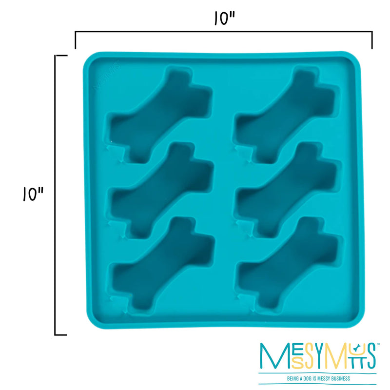 Messy Mutts Framed Silicone Popsicle Mold | 10” x 10” Tray | 6 Easy to Fill Treats Per Tray | 1.5 oz and 3 oz Fill Lines for Perfect Pour | DIY Dog Pupsicle Popsicle Mold | Dishwasher Safe Blue - BeesActive Australia