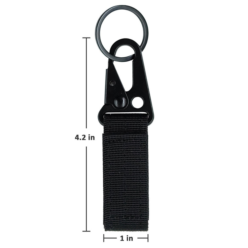 [AUSTRALIA] - Fairwin Tactical Gear Clip, Nylon Key Ring Holder or Tactical Belt Keepers Military Utility Hanger Carabiner Tactical Molle Hook, Black, Tan, Green Black-2 
