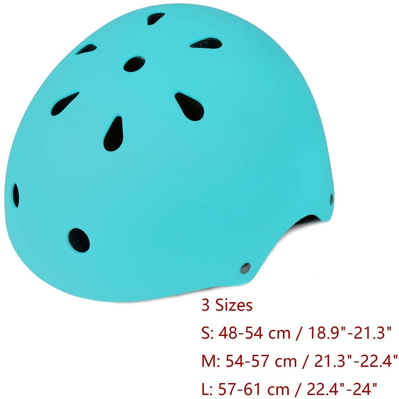 Skateboard Bike Helmet CPSC Certified Lightweight Adjustable, Multi-Sport for Bicycle Cycling Skate Scooter, 3 Sizes Matte Aqua Small: 48-54 cm / 18.9"-21.3" - BeesActive Australia