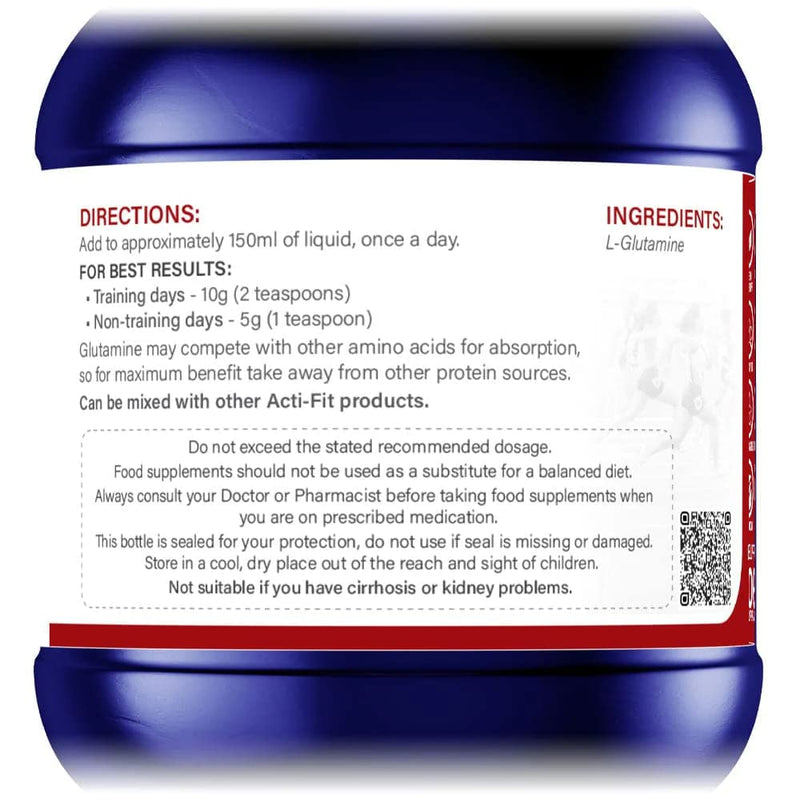 Acti-Fit L-Glutamine 10,000mg - High Strength | 100% Pure Glutamine Powder | Aids Muscle Repair and Growth | Suitable for Vegans - BeesActive Australia