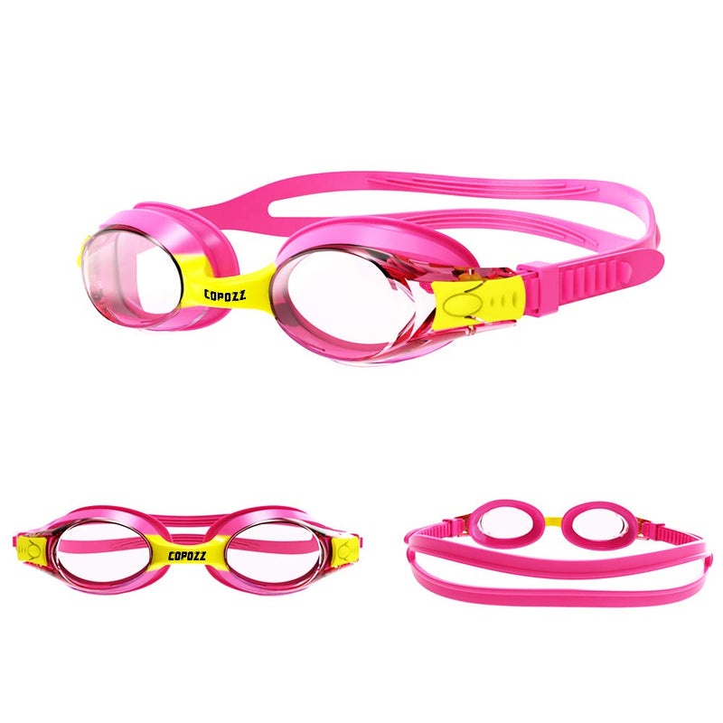 COPOZZ Kids Swimming Goggles, Child Swim Goggles Anti Fog UV for Kids Toddler Hot Pink - BeesActive Australia