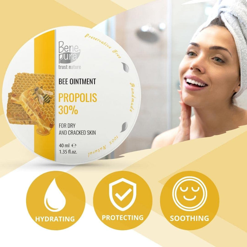 BenePura Propolis Ointment, Natural 30% Propolis Ointment for Irritated, Dry and Cracked Skin, 40 ml - BeesActive Australia