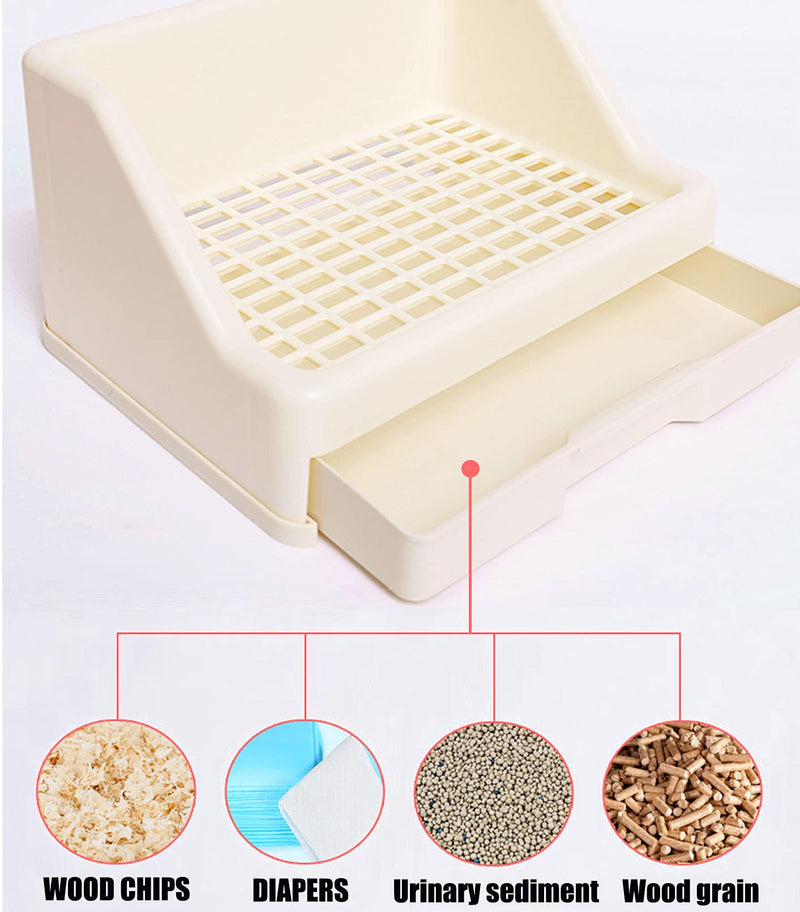 kathson Rabbit Litter Box Trainer Small Animal Potty Corner Toilet with Drawer Pet Cage Pan Litter Bedding Box for Adult Guinea Pig Hamster Bunny Ferret Galesaur Mouse Squirrel White - BeesActive Australia