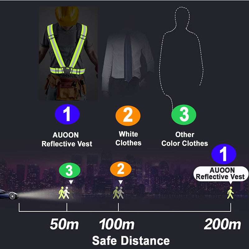 AUOON Reflective Running Vest,Reflective Vest Adjustable for Run,Cycle,Walk, Outdoor,Breathable Waterproof Lightweight 2 Pack - BeesActive Australia