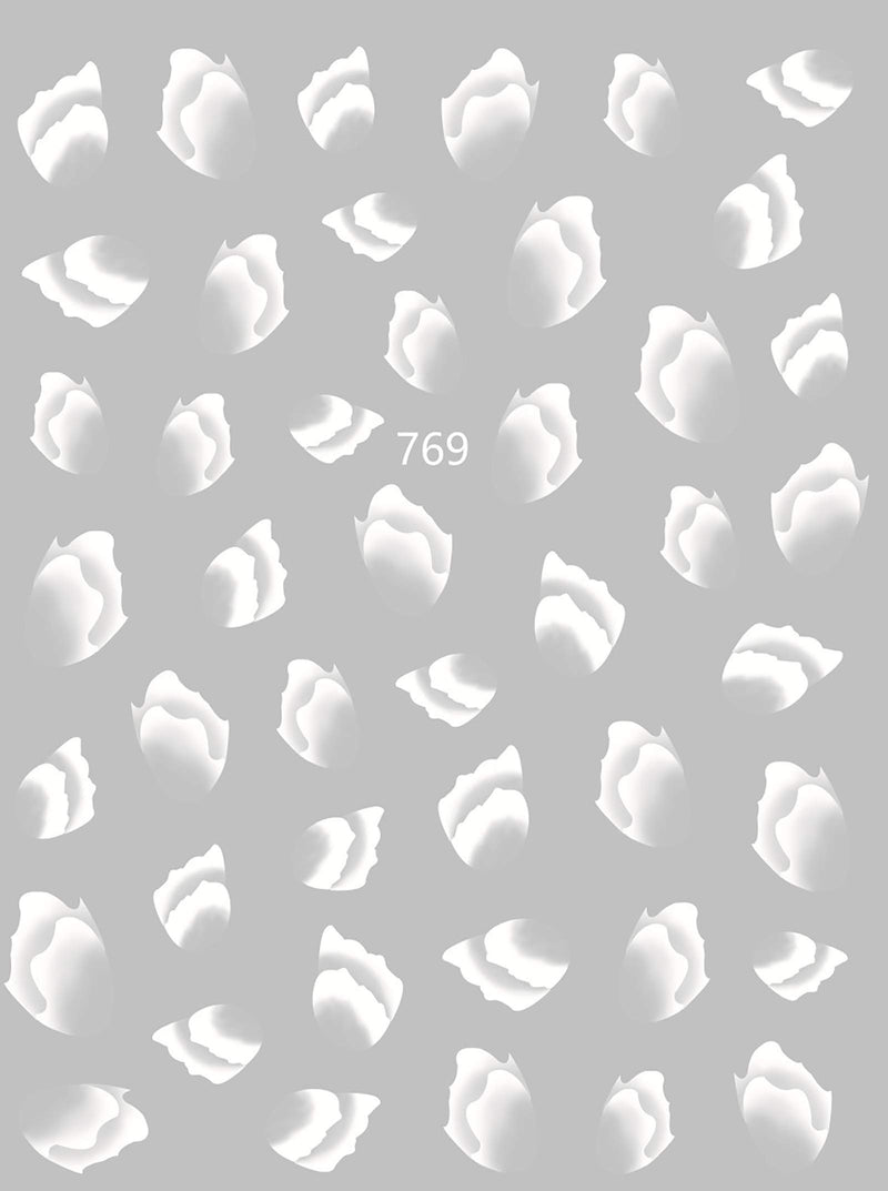 Simple Hill Pattern Nail Art Stickers Decals,3D Self-Adhesive White Shell Style Hills Nail Design for Women Girls,4 Sheets DIY Acrylic Nail Supplies,Manicure Tips Nails Decoration - BeesActive Australia