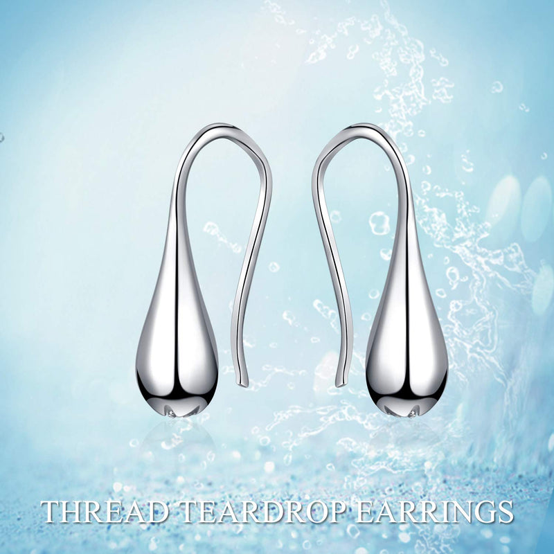 Pull Through Teardrop Dangle Earrings 925 Sterling Silver Simple Water Drop Earrings for Women pull through teardrop earrings - BeesActive Australia