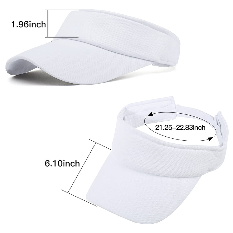 Sun Visor Hats for Women Men Sun Protection Velcro Sun Hat Adjustable Lightweight Outdoor Sports Visor Cap #1 White - BeesActive Australia