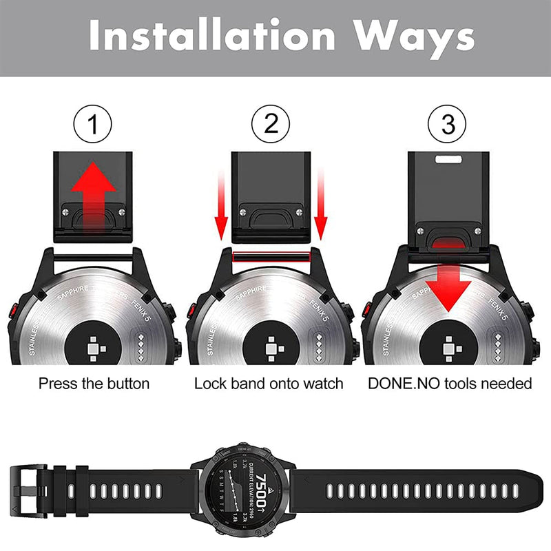 Baaletc for Garmin Approach S20 S5 S6 Watch Bands / Garmin Forerunner 735XT/220/620/630 Band Strap Replacement Wristband Accessories for Approach S20 Smartwatch black/gray - BeesActive Australia