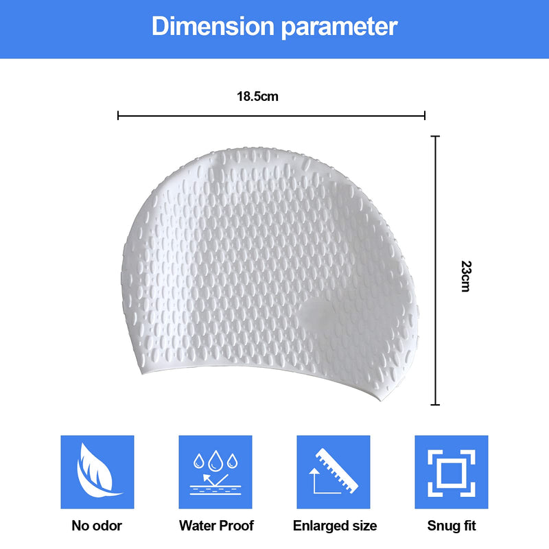 Swim Cap Unisex Adult Durable & Flexible Silicone Swimming Cap Ear Protection 3D High fit Keep Dry white - BeesActive Australia