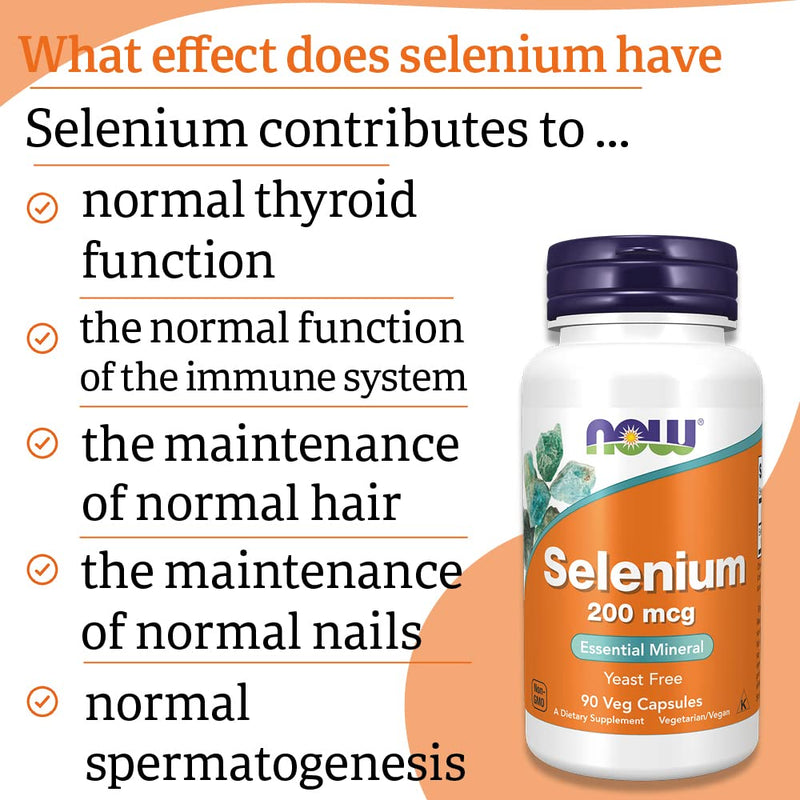 Now Foods, Selenium, 200mcg, 90 Vegan Capsules, Lab-Tested, Trace Element, Selenium, Gluten Free, SOYA Free, Vegetarian - BeesActive Australia