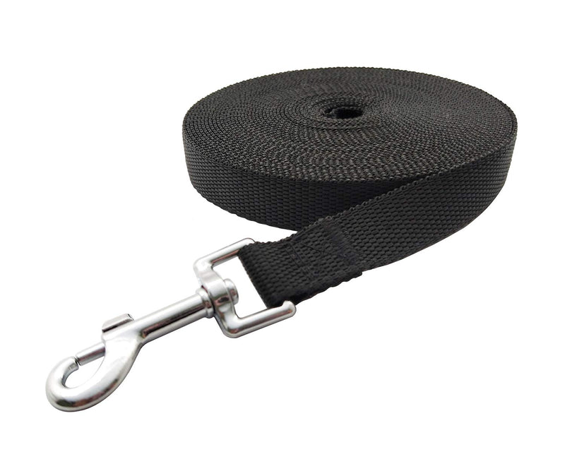 Nylon Training Dog Leash for Small Medium Large Dogs, 15ft 20ft 30ft 50ft Long Leash Dog/Puppy Lead for Obedience Recall Training, Camping Black - BeesActive Australia