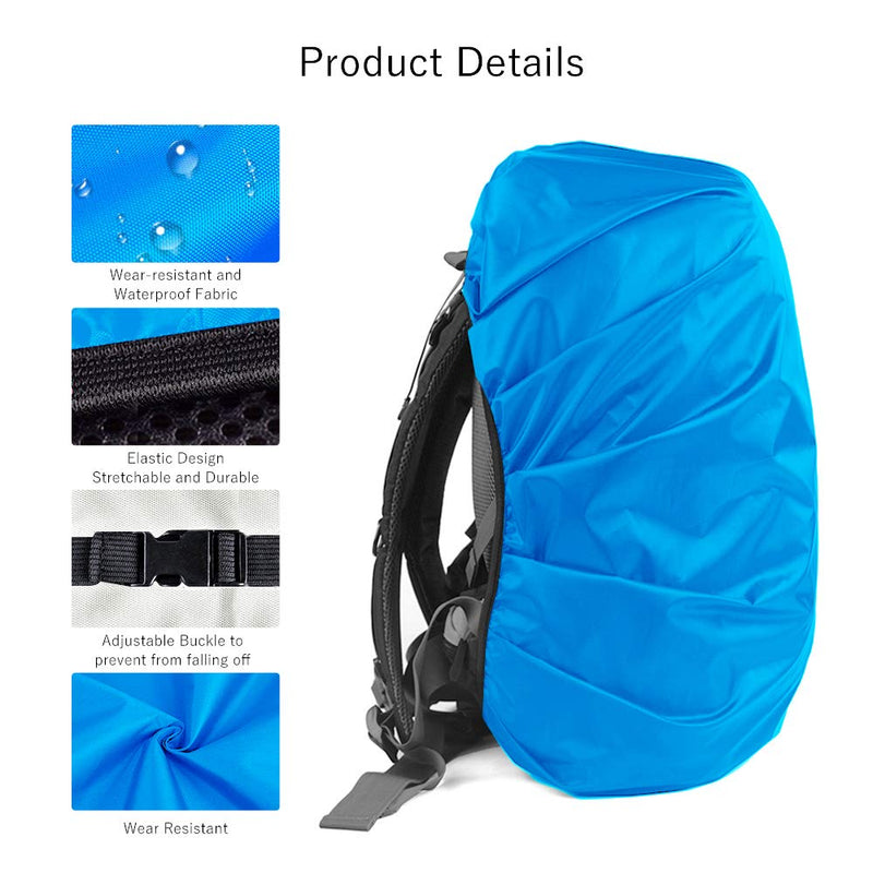 LAMA 2 Pack Waterproof Rain Cover for Backpack, Reflective Rucksack Rain Cover for Anti-dust/Anti-Theft/Bicycling/Hiking/Camping/Traveling/Outdoor Activities 1 Pcs Black + 1 Pcs Blue X-Small - BeesActive Australia