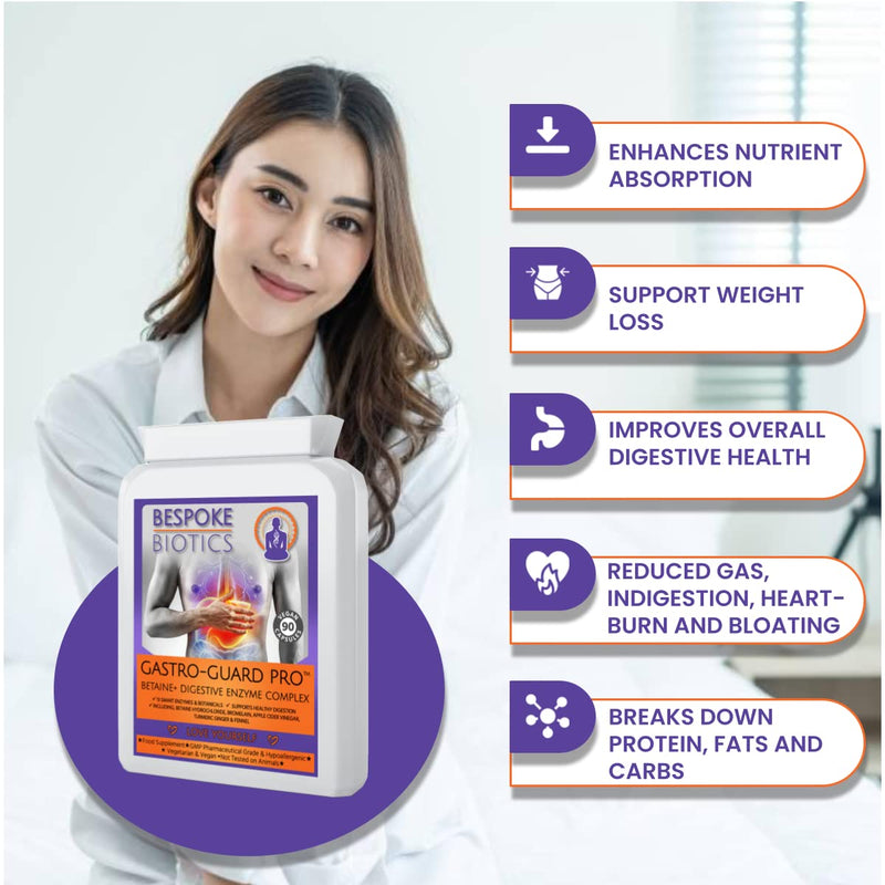Digestive Enzymes| Bloating, Bowel & Digestion| Leaky Gut| Sp Offer| Betaine+ | 90 Caps | Vegan | Betaine HCL | Great Keto | Bromelaine | Papaine | Mint | Turmeric| Ginger| Cider| UK - BeesActive Australia