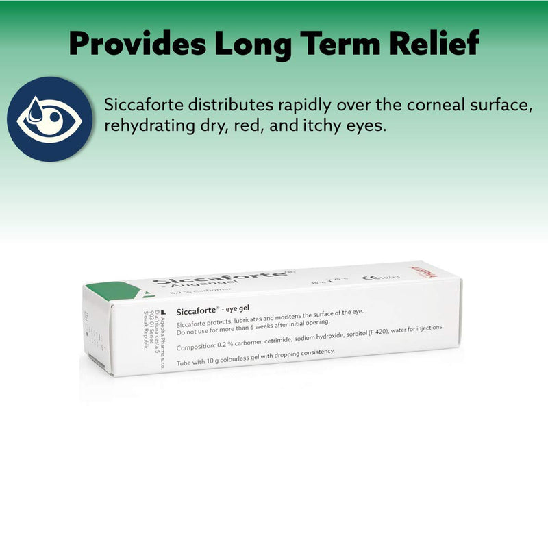 Siccaforte Eye Gel for Dry Eyes | Intensive Dry Eye Gel with Carbomer | Smooth, Moisturizing and Healing for Fresh Eyes | Soothes Irritated and Sore Eyes | Suitable for Day Time Use | Long Term Relief 0.35 Ounce (Pack of 1) - BeesActive Australia