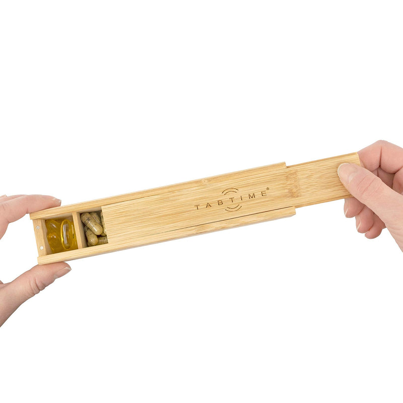 TabTime Bamboo Weekly Pill Box, 7 Day Pill Organiser, Perfect for Vitamins, Pills and Supplements - BeesActive Australia
