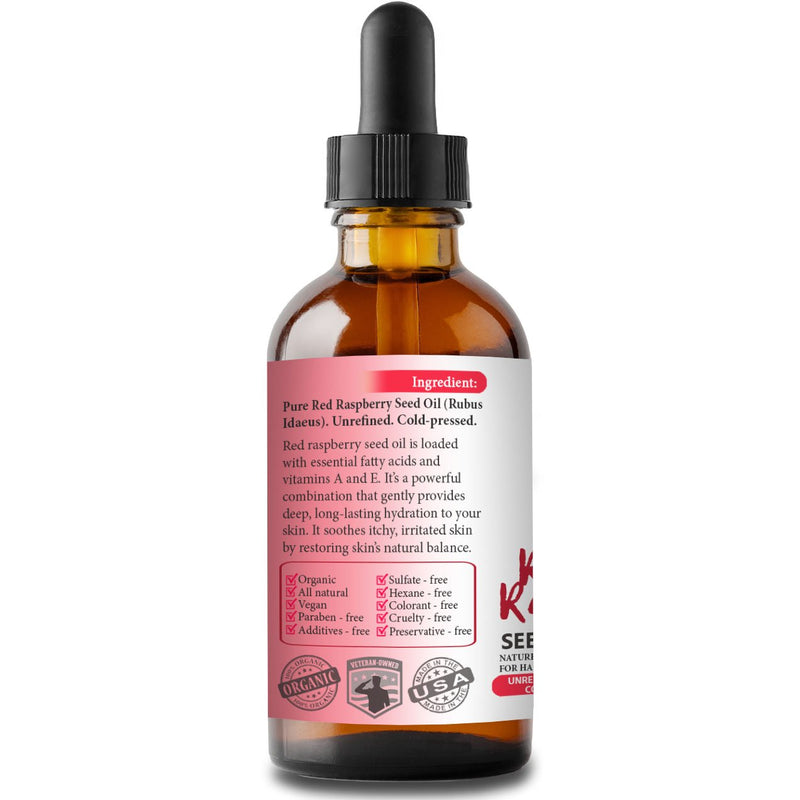 NEW Red Raspberry Seed Carrier Oil. 4oz. Cold-pressed. Unrefined. Organic. 100% Pure. Non-comedogenic. Hexane-free. Repairs Damaged Dry Skin. Natural Moisturizer. For Skin, Hair, Nails, Stretch Marks. - BeesActive Australia