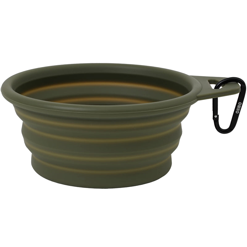 OHMO Large Collapsible Dog Bowl 30.4oz/900ml, Portable Travel Dog Bowl Water Food Silicone Bowl Premium Pet Feeding Bowl for Outdoor Camping Hiking with Hook Camouflage Green - BeesActive Australia