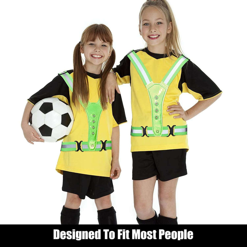 NENEX Reflective Running Gear Vest - Led Usb Rechargeable - Mens Or Womens Safety Vest- Adjustable Outdoors Vest - Night Time High Visibility - Walking Running Biking Or Cycling Vest, Green, One Size - BeesActive Australia