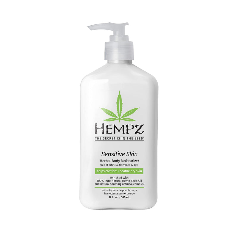 Hempz Sensitive Skin Herbal Body Moisturizer with Oatmeal, Shea Butter for Women and Men, Premium, Soothing Body Lotion with Hemp Seed, Cocoa Seed, Mango Seed for Dry Skin, 17 Fl Oz 16.91 Fl Oz (Pack of 1) - BeesActive Australia