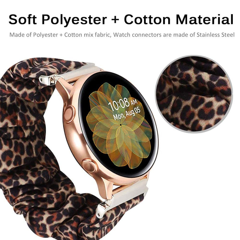 Miimall Compatible Samsung Galaxy Active 2 / Watch 4 Scrunchie Band, Pattern Printed Scrunchy Elastic Strap Bands for Galaxy Active 2/ Galaxy Watch 4 40mm 44mm 42mm 46mm (Leopard) Leopard - BeesActive Australia