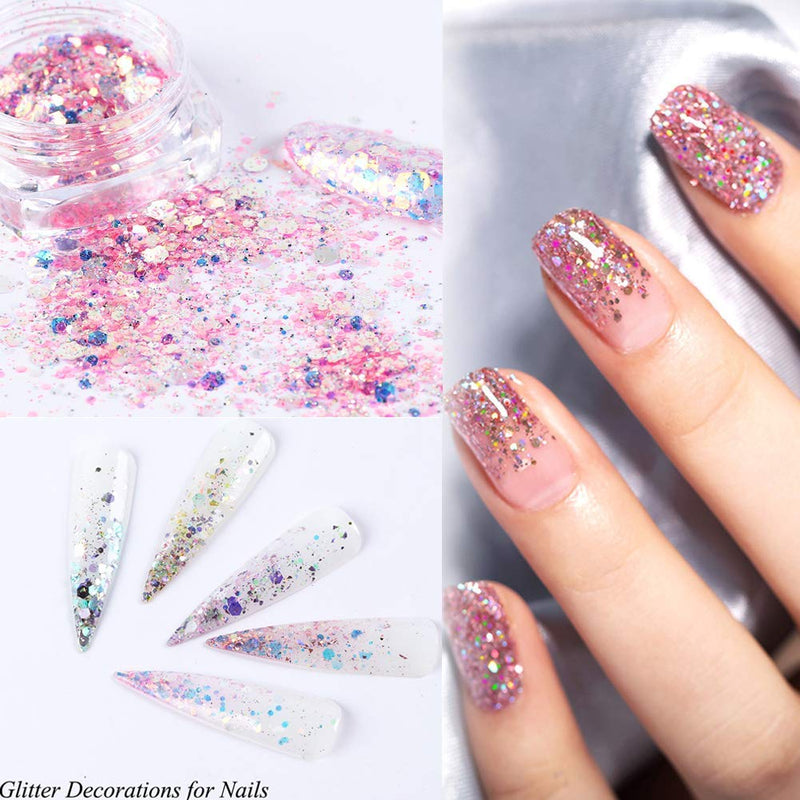 8 Boxes Nail Glitter Sequins Set Holographic Nail Glitter Mermaid Powder Flakes Shiny Charms Hexagon Nail Art DIY Sparkly Nail Acrylic Nails Tools Tips Decoration designs women Manicure accessories - BeesActive Australia