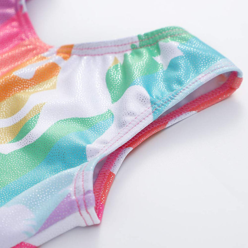 Leotards for Girls Gymnastics Unicorn Mermaid Rainbow Cupcake Dinosaur Sparkle Biketard 2-10 Years 4-5T A Stripes - BeesActive Australia