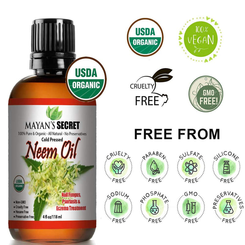 USDA Certified Organic Neem Oil Pure Cold Press, Unrefined for Skin care, Hair Care - BeesActive Australia