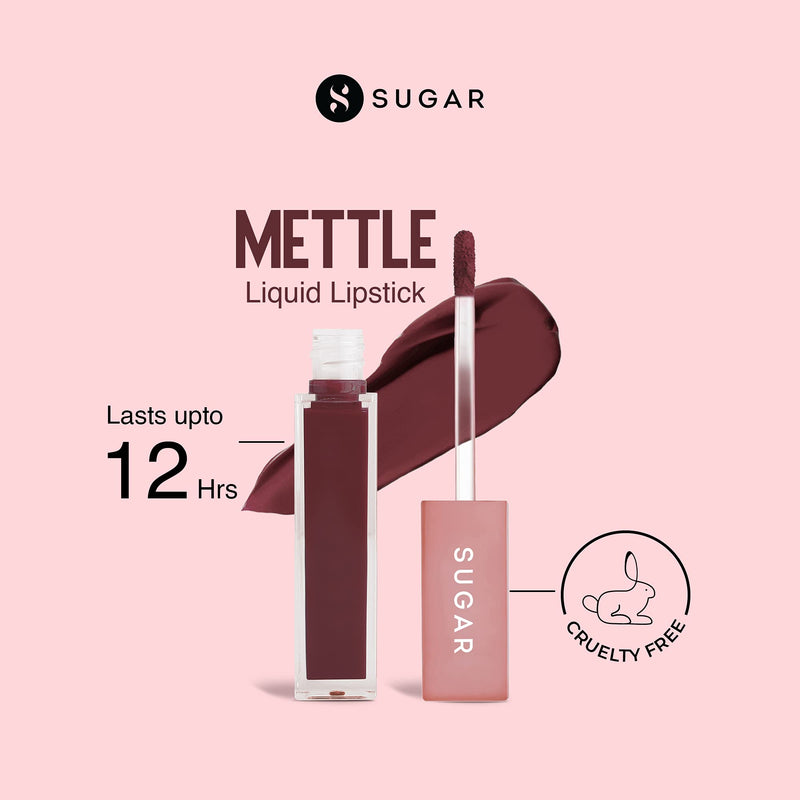 SUGAR Cosmetics Mettle Liquid Lipstick - 07 Bellatrix (Mauve pink with brown undertones) Creamy Lightweight Texture, Silky Smooth Lips 07 Bellatrix (Mauve pink with brown undertones) - BeesActive Australia