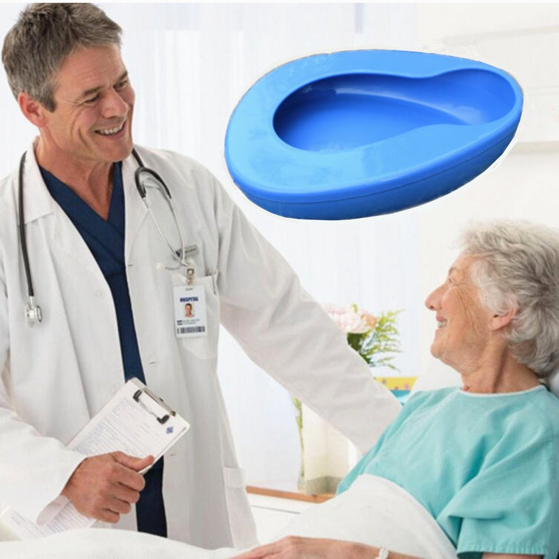 YUMSUM Firm Thick Stable PP Bedpan Heavy Duty Smooth Countoured for Bedbound Patient (Blue) Blue - BeesActive Australia