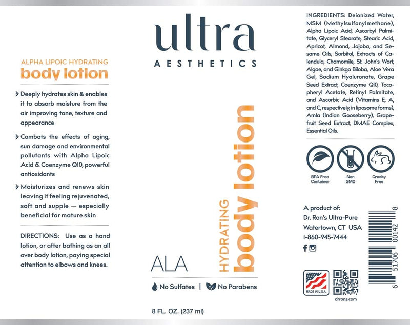 Ultra Botanicals - Alpha Lipoic Hydrating Lotion - 8oz - BeesActive Australia