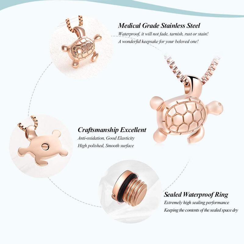 XSMZB Sea Turtle Cremation Jewelry for Ashes Urn Necklace for Ashes Cremation Jewelry for Ashes Necklace for Men Women Memorial Ash Keepsake Pendant Big Rose Gold - BeesActive Australia