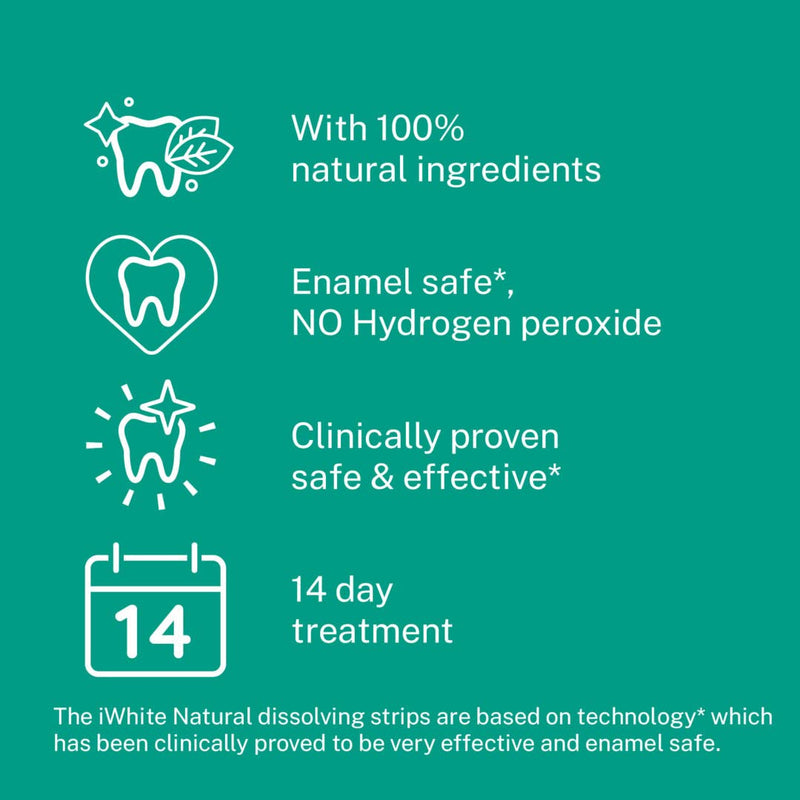 iWhite Dissolvable Teeth Whitening Strips - Teeth Whitening up to 7 Shades Whiter - Enamel Safe Tooth Whitening - 28 Peroxide-Free Whitening Strips, 14 Treatments for White Teeth - Clinically Proven - BeesActive Australia