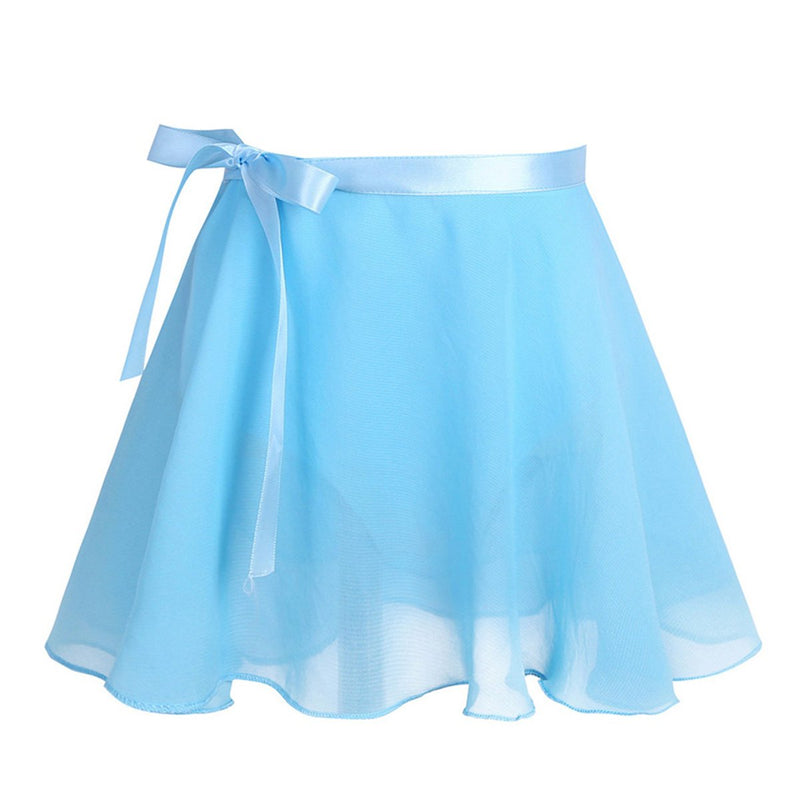 [AUSTRALIA] - MSemis Kids Girls Long/Short Sleeve Tank Leotard with Chiffon Wrap Skirts Ballet 2pcs Dance Dress 5-6 Short Sleeves Sky Blue 
