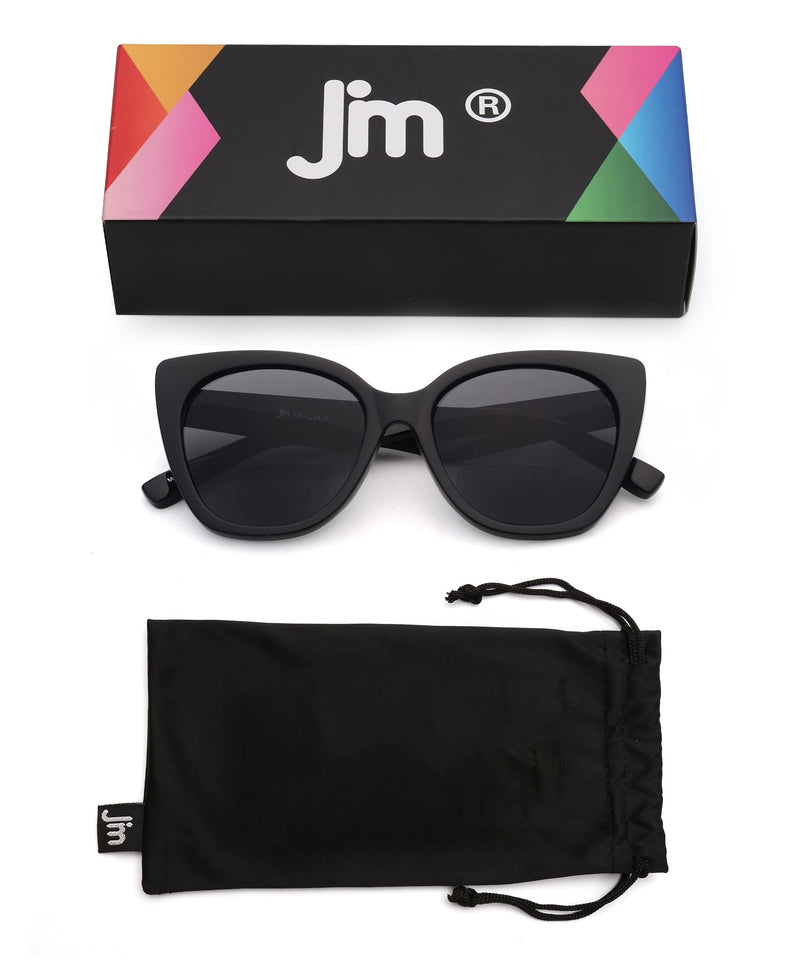JM Classic Bifocal Reading Glasses Oversized Cateye Stylish Sunglasses Readers for Women Black 1.0 x - BeesActive Australia