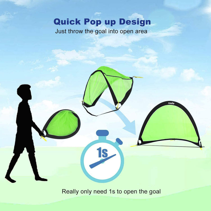 porayhut Pop up Soccer Net Soccer Goal for Kid Easy-up ,Set of 2 ,Portable 210D Oxford with 8 Field Marker Cones & Extra Stakes ,Fun for Backyard and Soccer Training Net - BeesActive Australia