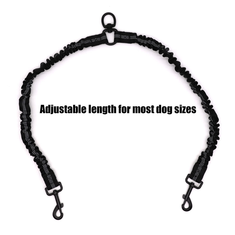 BAOBOTE Pet Double Dog Leash, Comfortable Shock Absorbing Reflective Bungee Lead Walk 2 Dogs with Ease, 360° Swivel No Tangle Double Dog Walking & Training Leash, Dual Dog Leash Accessory Black - BeesActive Australia