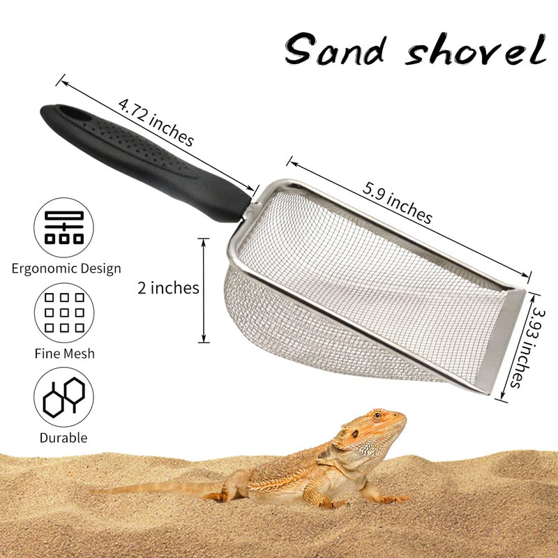 Abustle pig Reptile Sand Scooper,Stainless Steel Fine Mesh Reptile Substrate Scoop Terrarium Substrate Litter Cleaner Reptile Sand Shovel for Sand Bedding - BeesActive Australia
