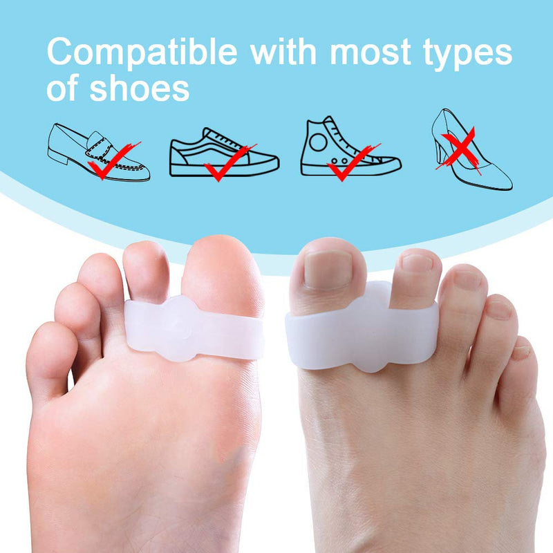 Welnove Pack of 12 Bunion Corrector, Toe Separators with 2 Loops, Big Toe Space Suitable for Bunion and Overlap Toe (White) - BeesActive Australia