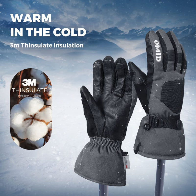 Ski Gloves for Men, OMID 3M Thinsulate Snowboard Gloves Windproof Insulated Snow Gloves, Winter Warm Gloves for Skiing - BeesActive Australia