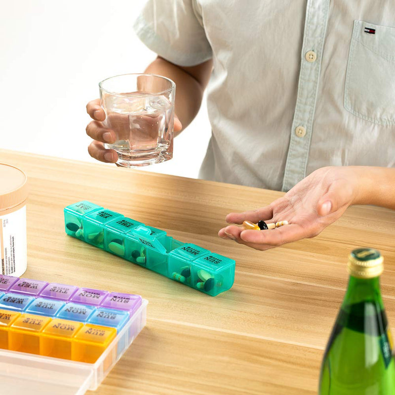 Mossime Large Monthly Pill Box Organiser 4 Week, Pill Boxes 7 Day 1 Times a Day Compartments Tablet Organiser Box 28 Day with Dust-Proof Case Vitamin Meds Supplement Container for Family Multicoloured - BeesActive Australia