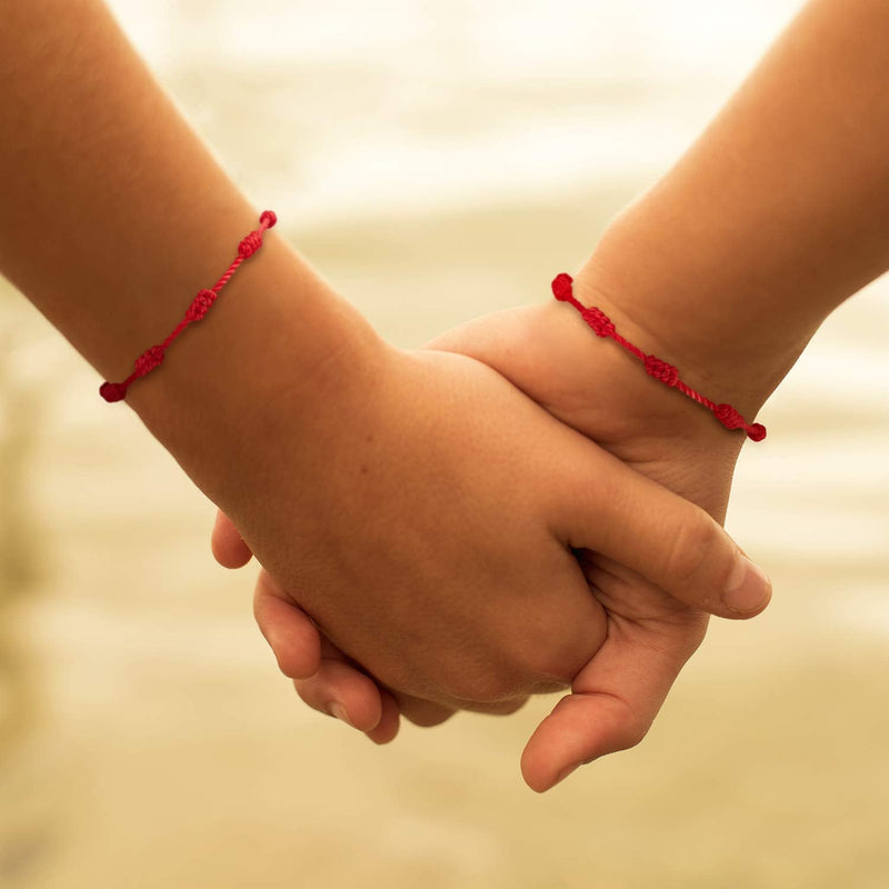 WILLBOND 6 Pieces Red String Bracelets Red Cord Bracelet Adjustable Red Knot String Bracelet Amulet for Protection, Evil Eye and Good Luck for Friendship 7 Knots Style - BeesActive Australia